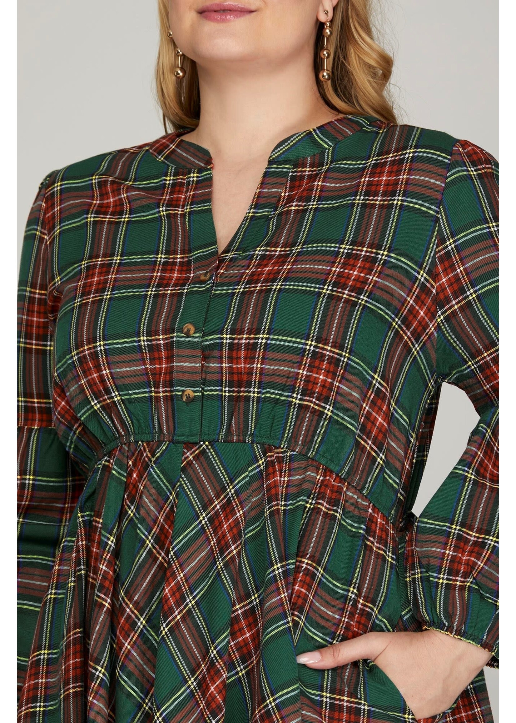 SHE +SKY SHE+ PSY7591 DRESS WOVEN PLAID