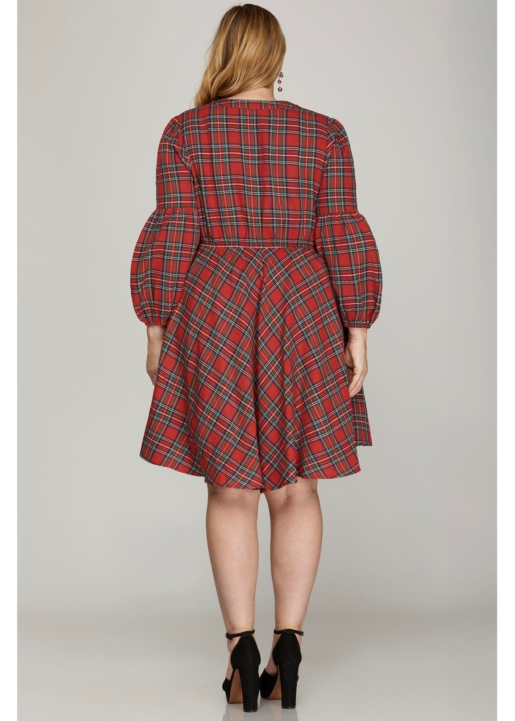 SHE +SKY SHE+ PSY7591 DRESS WOVEN PLAID