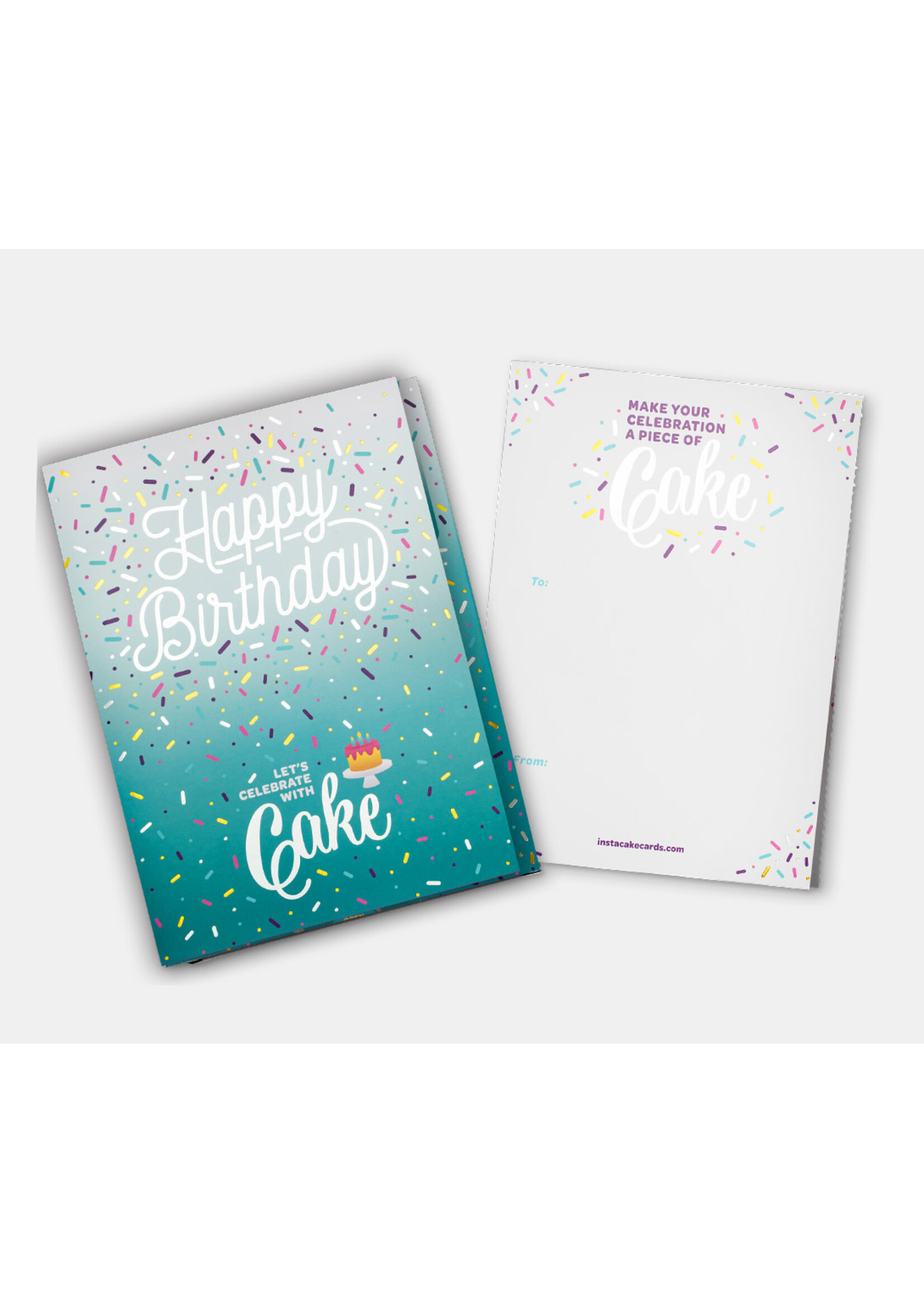 INSTA CAKE INS CAKE CARDS HAPPY B-DAY TEAL CHOC