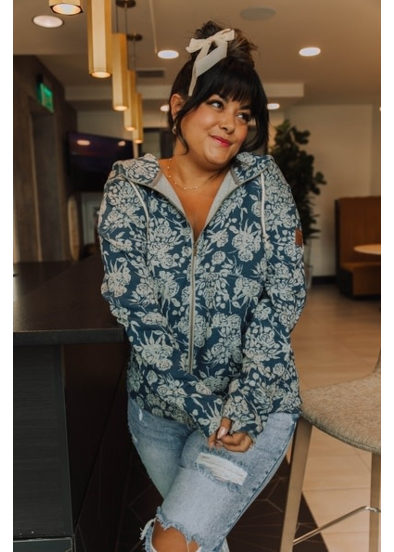 AMPERSAND AMP ZIP SWEATSHIRT TWIL BLOOMS