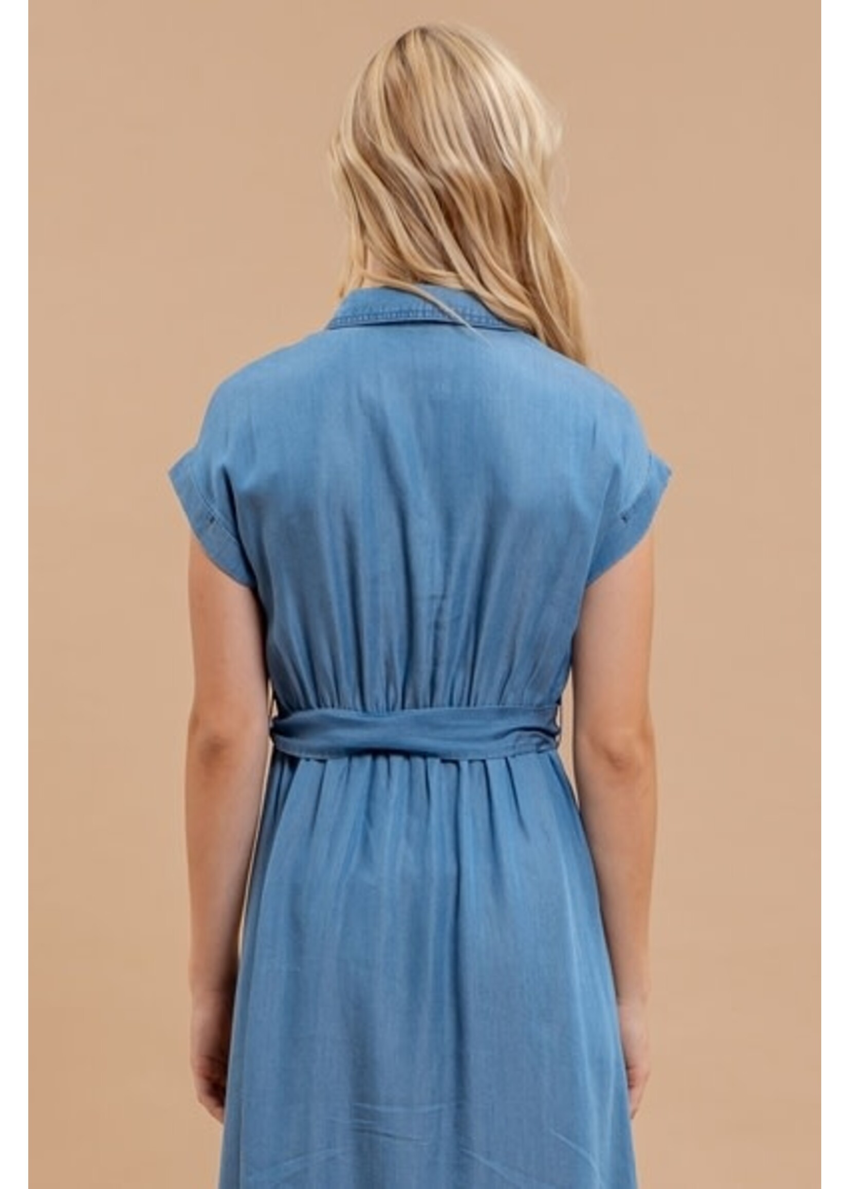 BLU PEPPER BLU CHAMBRAY MIDI DRESS