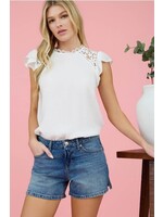 BLU PEPPER BLU LACE RUFFLE BLOUSE