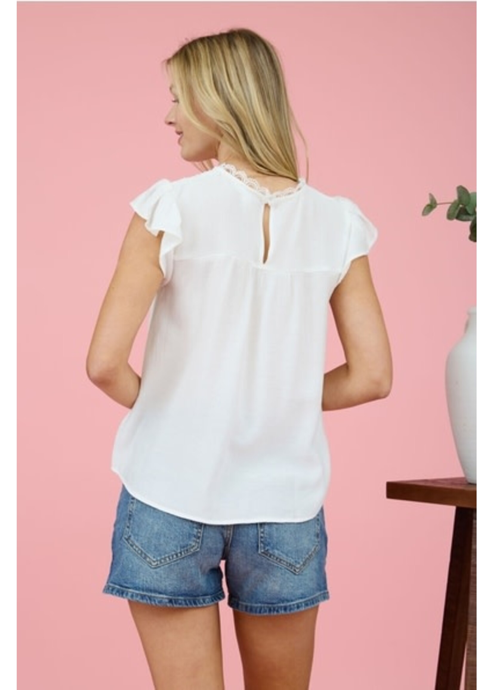 BLU PEPPER BLU LACE RUFFLE BLOUSE