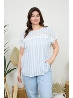 BLU PEPPER BLU+ STRIPE FLORAL TOP
