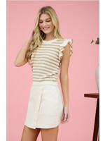 BLU PEPPER BLU STRIPE RUFFLE SWEATER