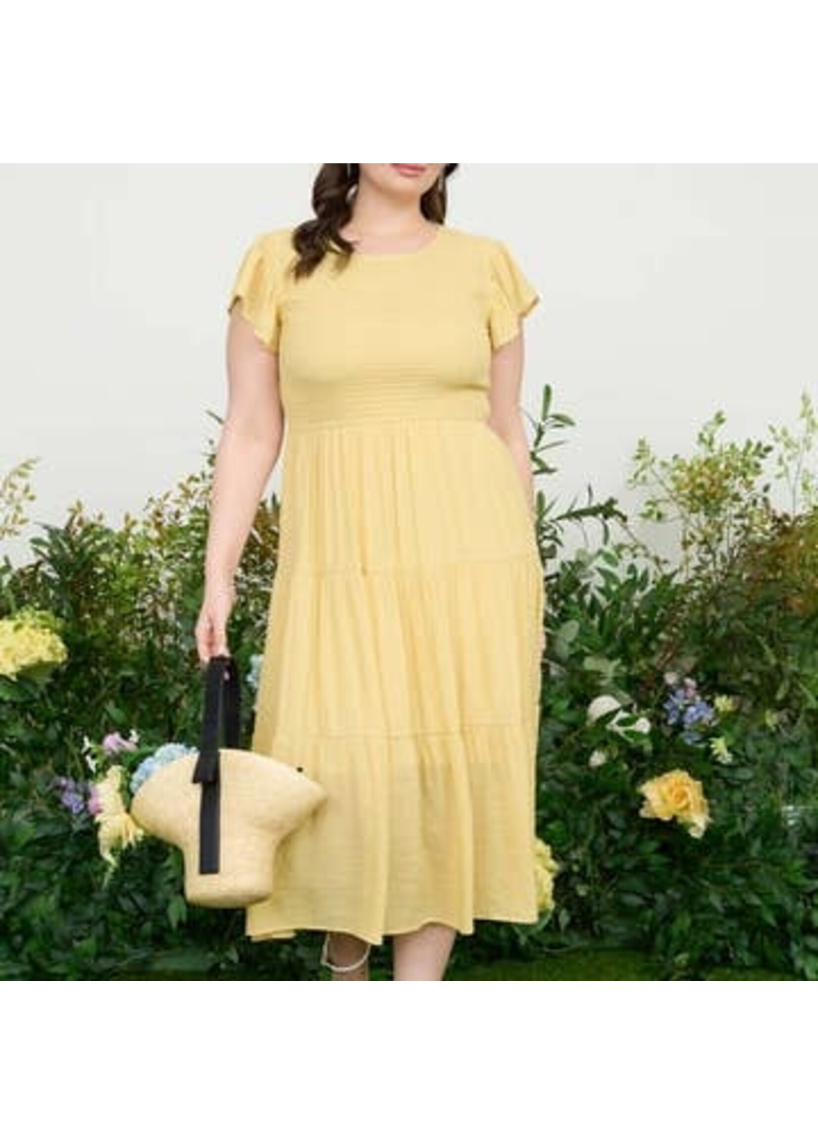 BLU PEPPER BLU+ SMOCKED TIERED MIDI DRESS