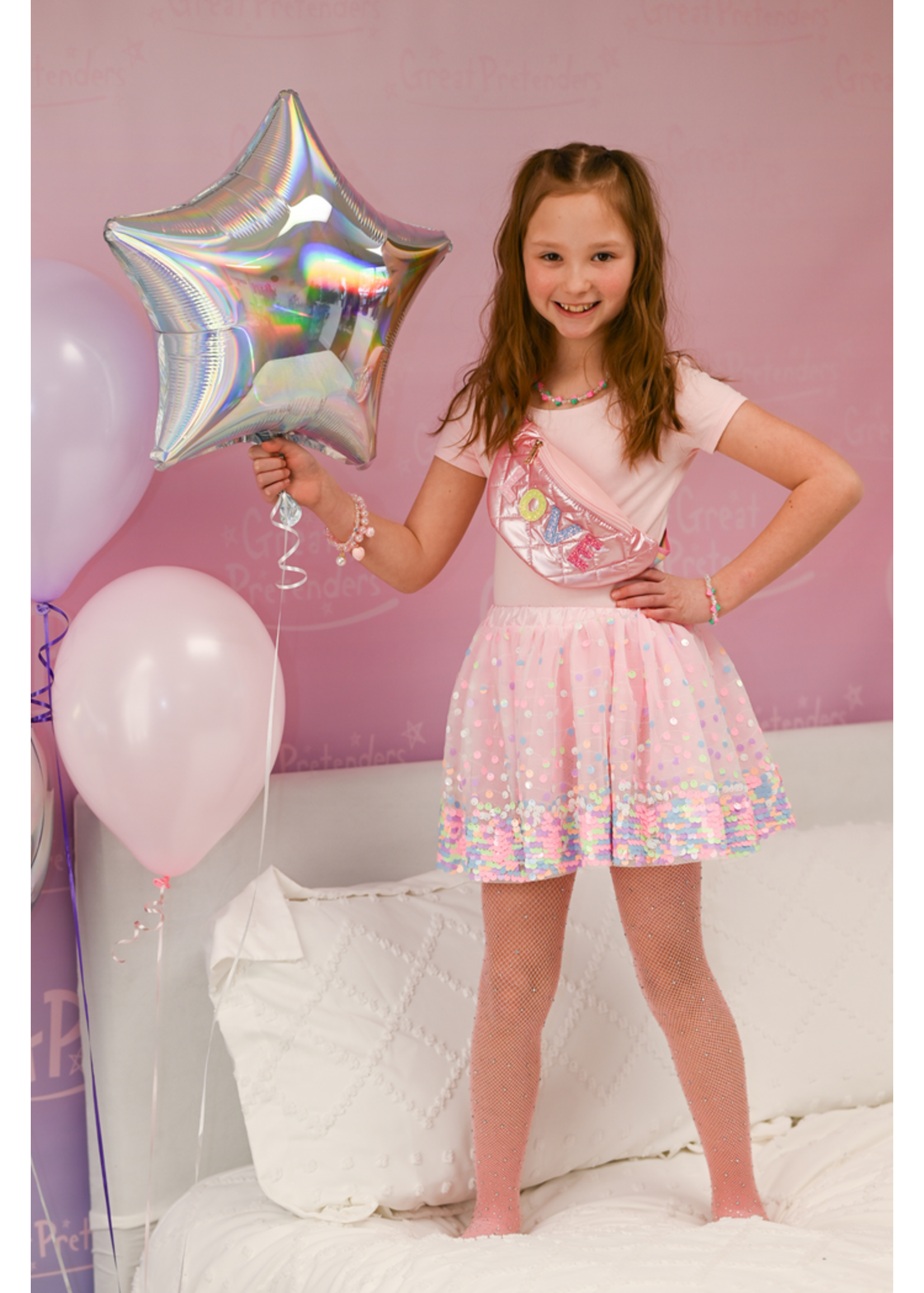 CRE SKIRT PARTY FUN SEQUIN NEON 4-6