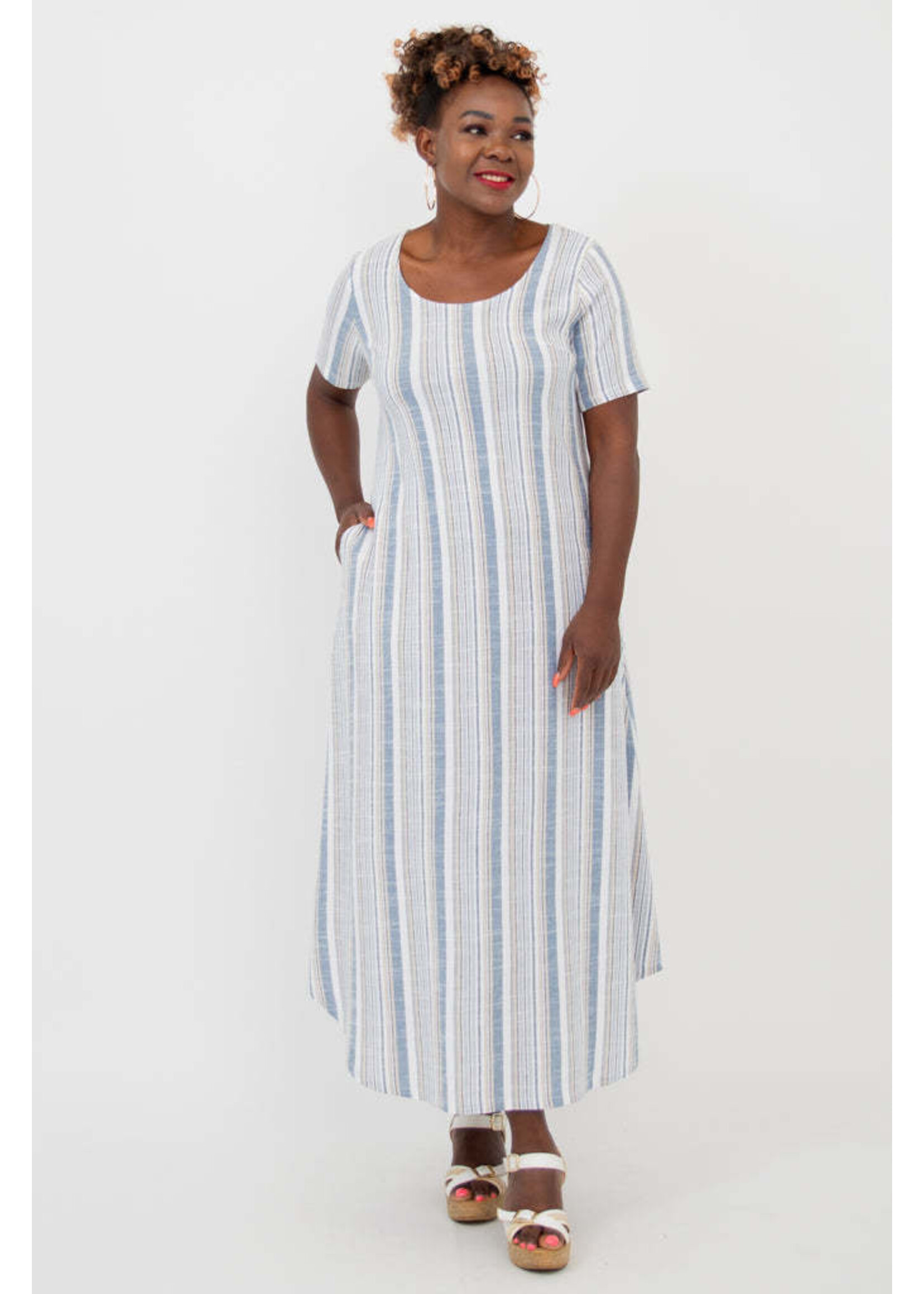 BLUE SKY BSK DRESS MARTHA SAND STRIPE