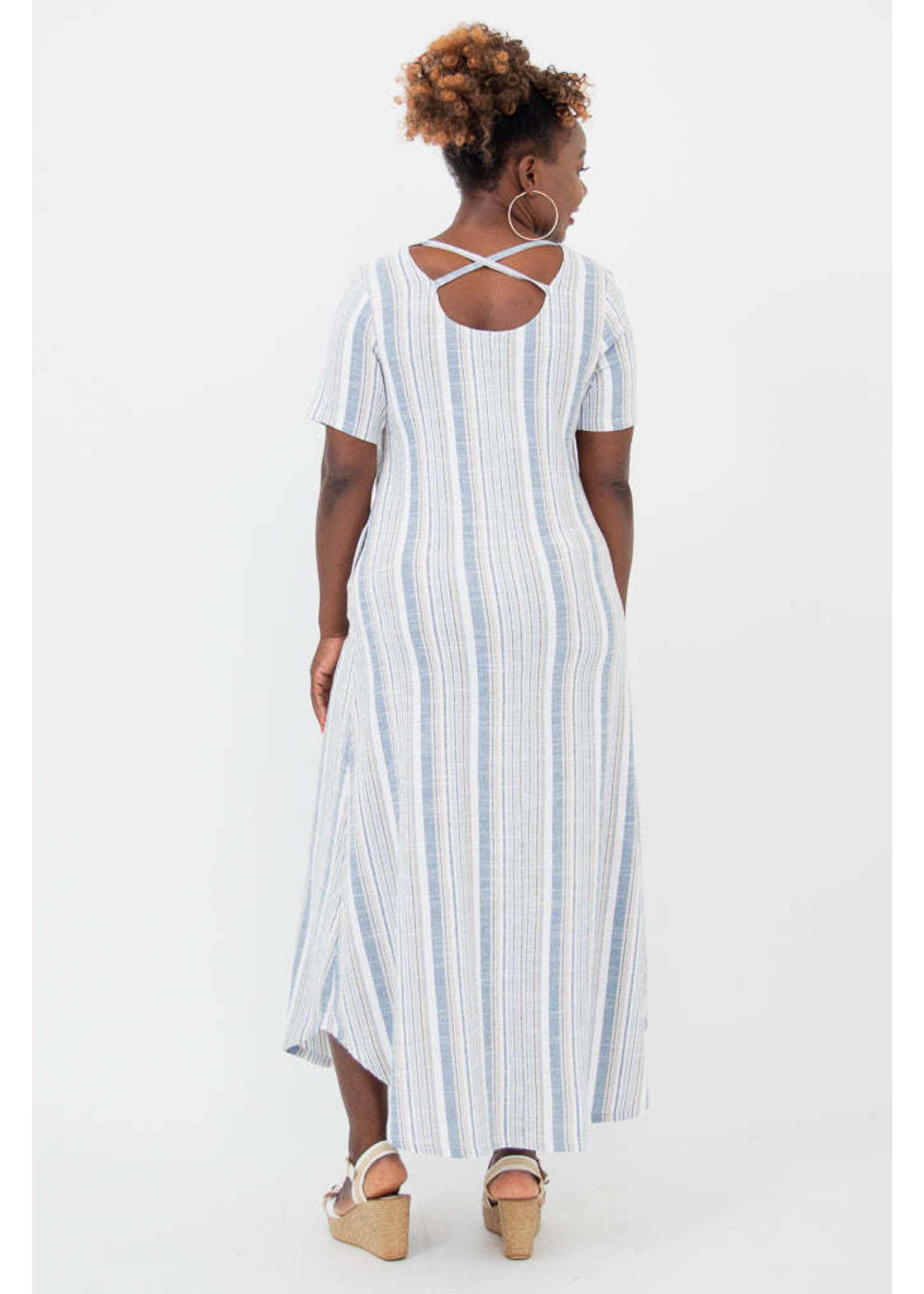 BLUE SKY BSK DRESS MARTHA SAND STRIPE