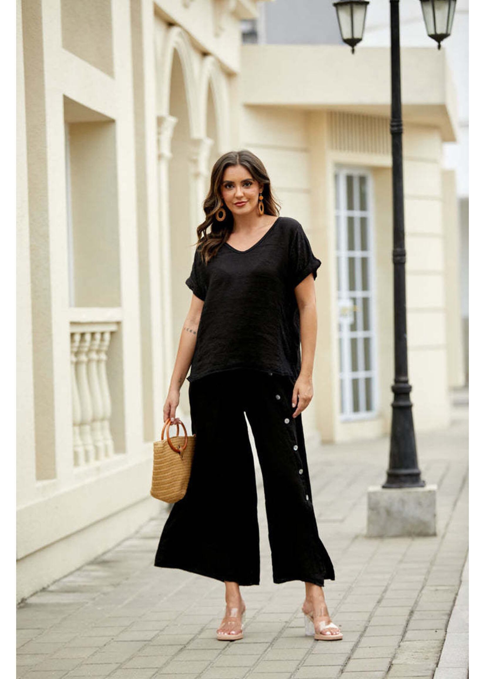 ORANGE FASHION VILLAGE OFV BREEZY LINEN TEE