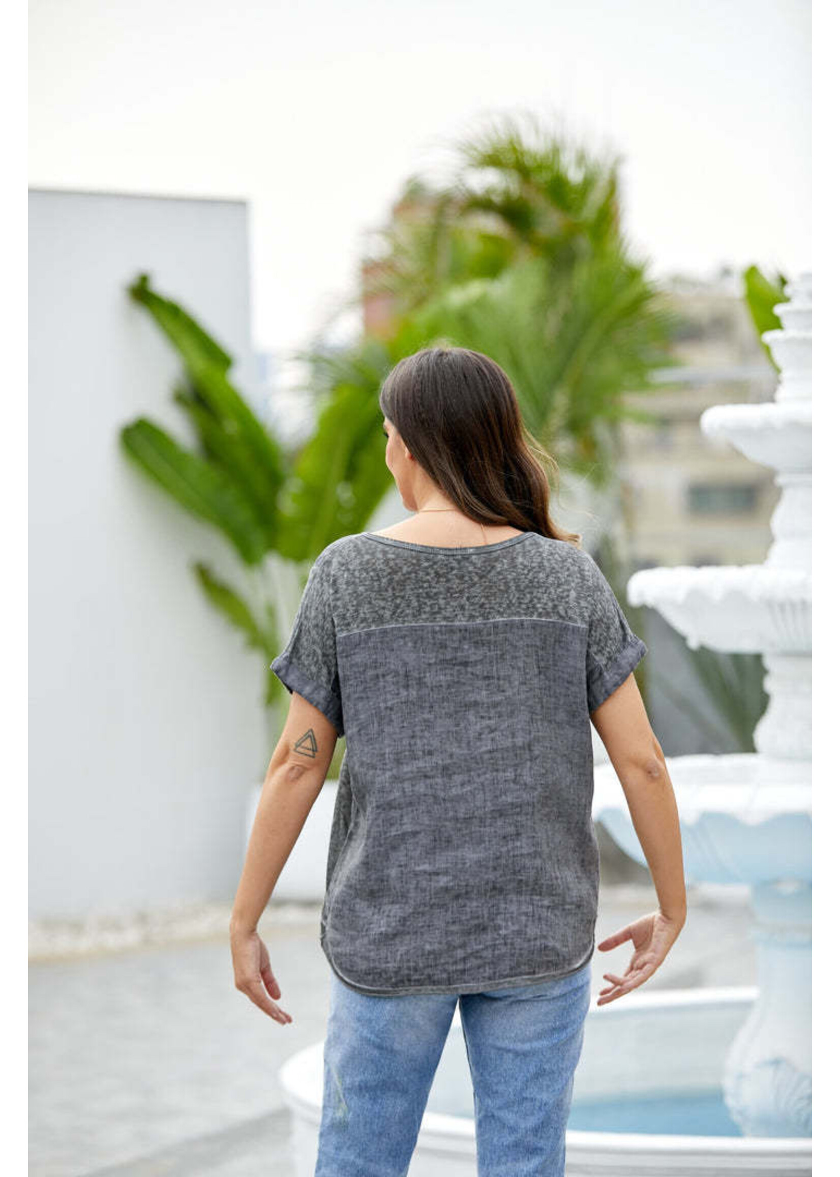 ORANGE FASHION VILLAGE OFV BREEZY LINEN TEE