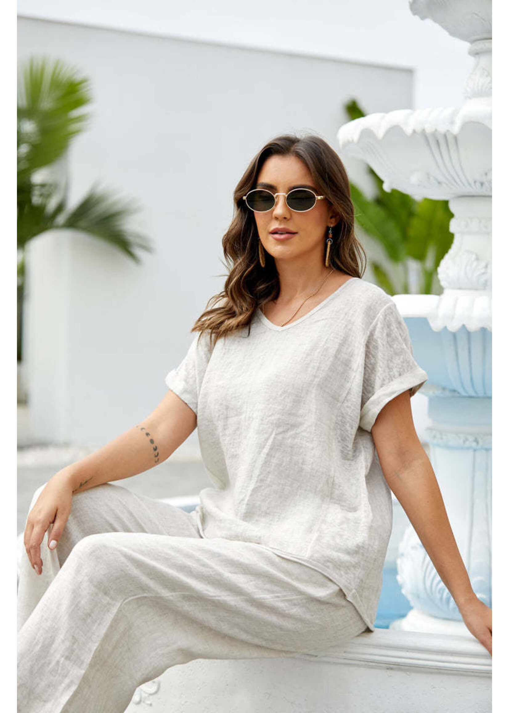 ORANGE FASHION VILLAGE OFV BREEZY LINEN TEE