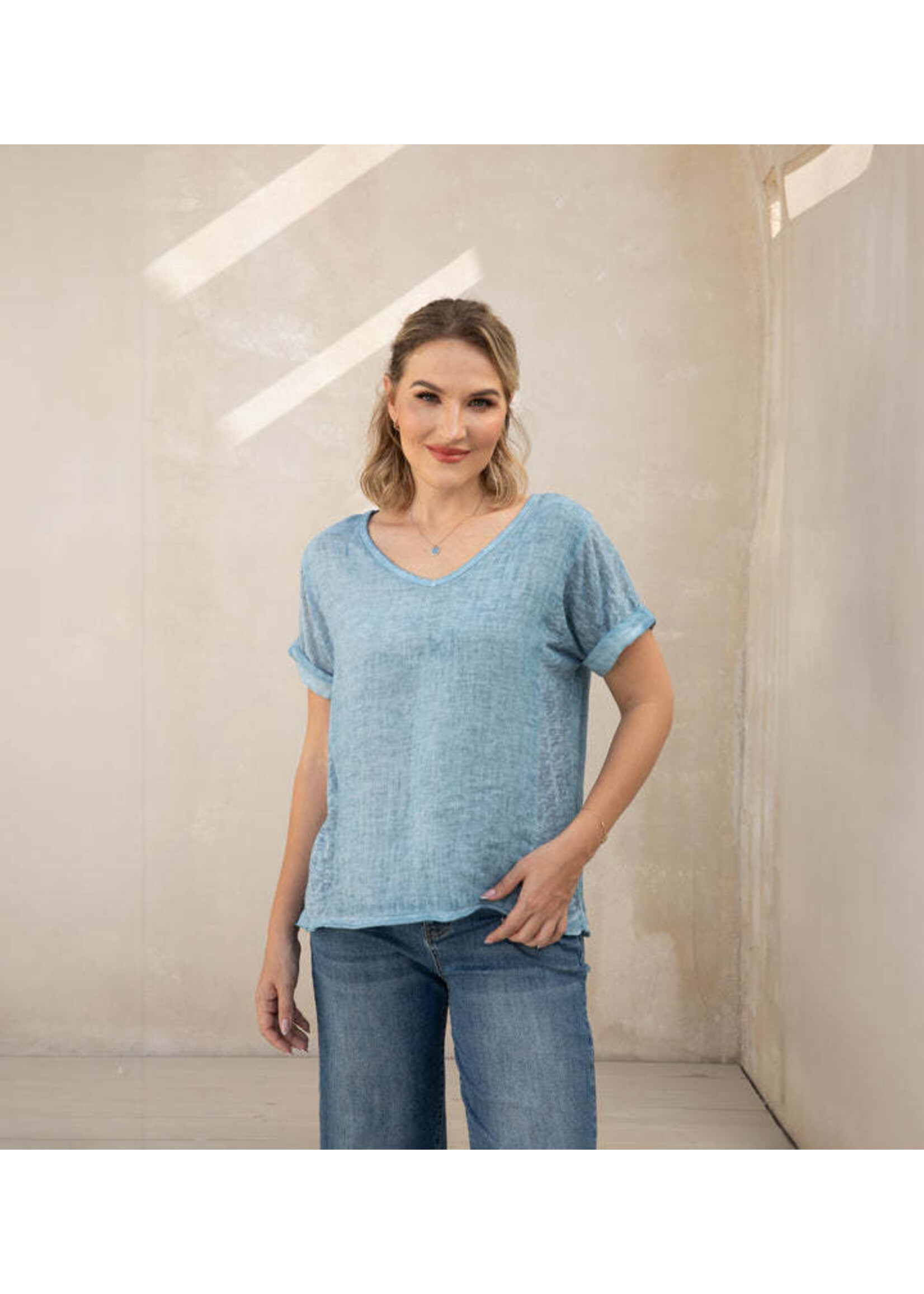 ORANGE FASHION VILLAGE OFV BREEZY LINEN TEE