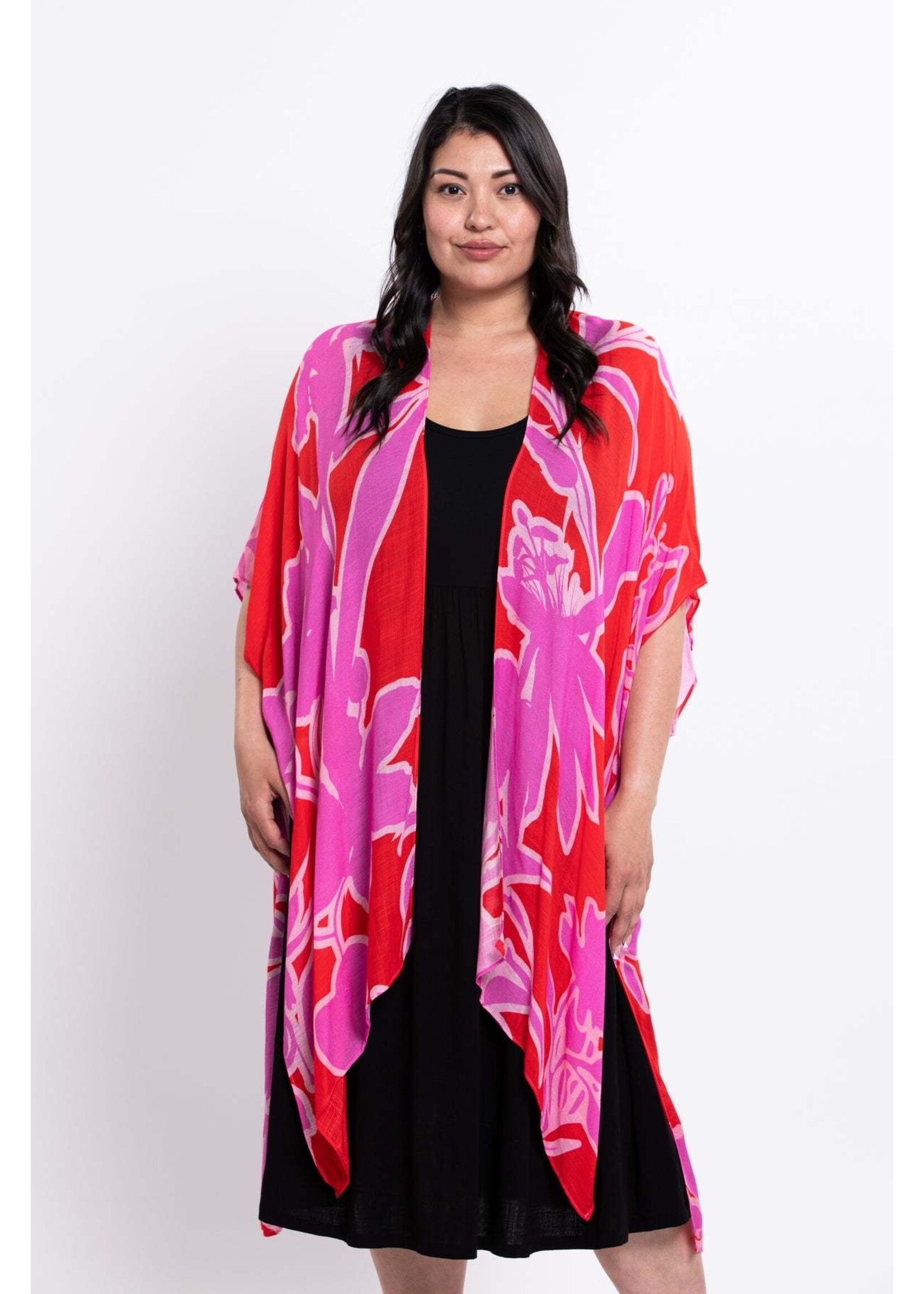 BLUE SKY BSK DARCY KIMONO RED SUMMER O/S