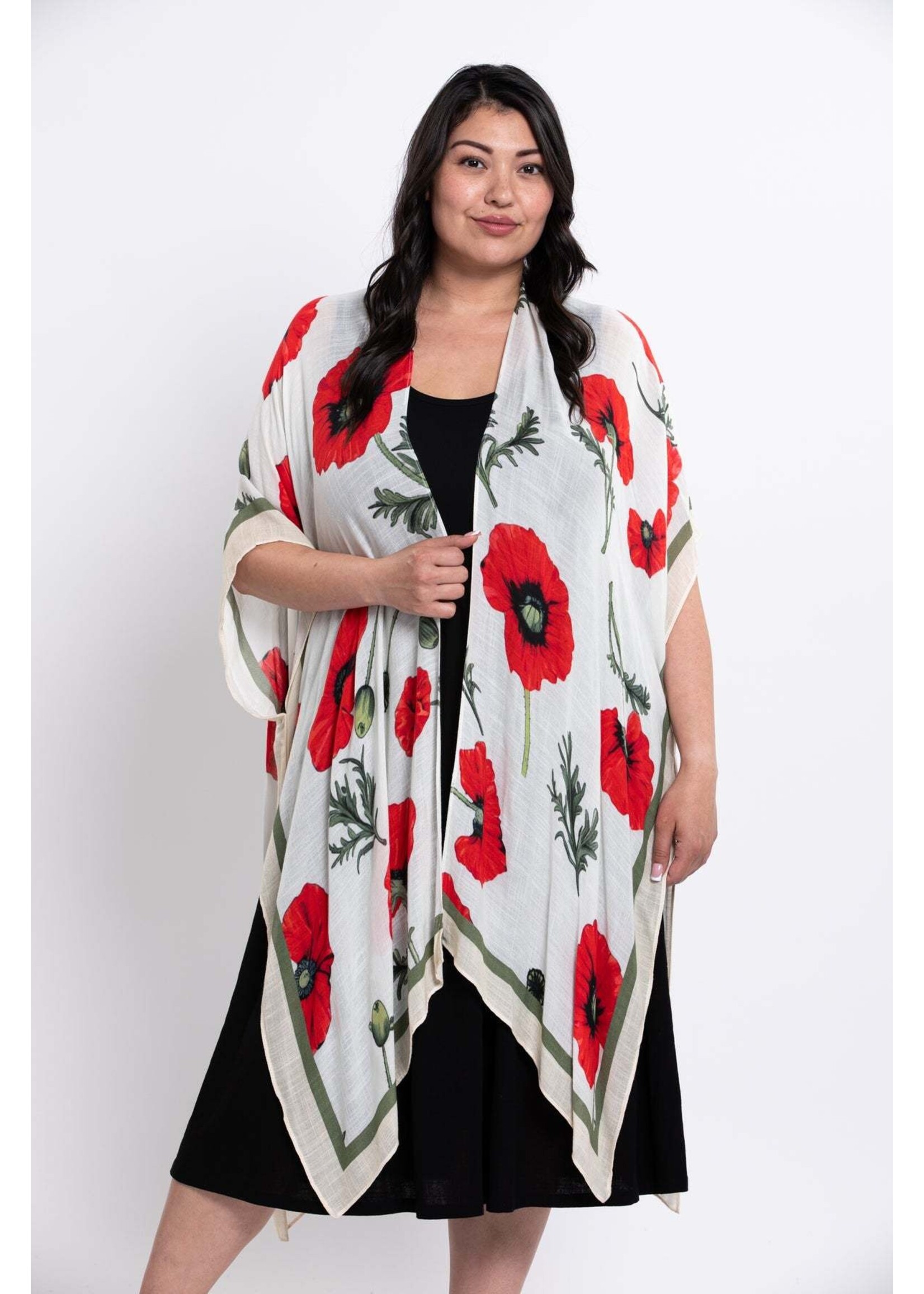 BLUE SKY BSK DARCY KIMONO CRIMSON BLOOM O/S