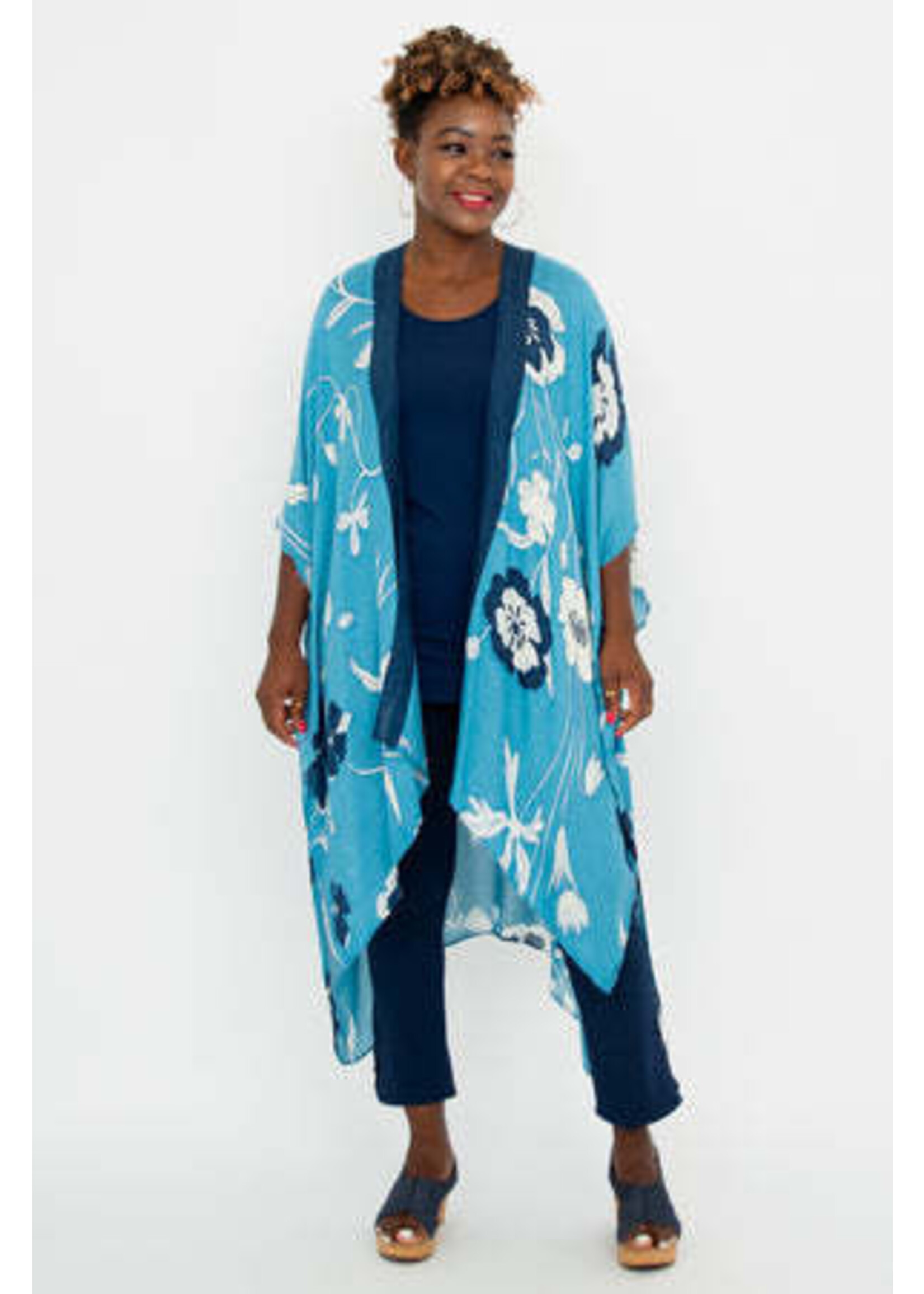 BLUE SKY BSK DARCY KIMONO INDIGO BREEZE O/S