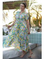ORANGE FASHION VILLAGE OFV DCK-70 FLORAL BUTTON UP DRESS
