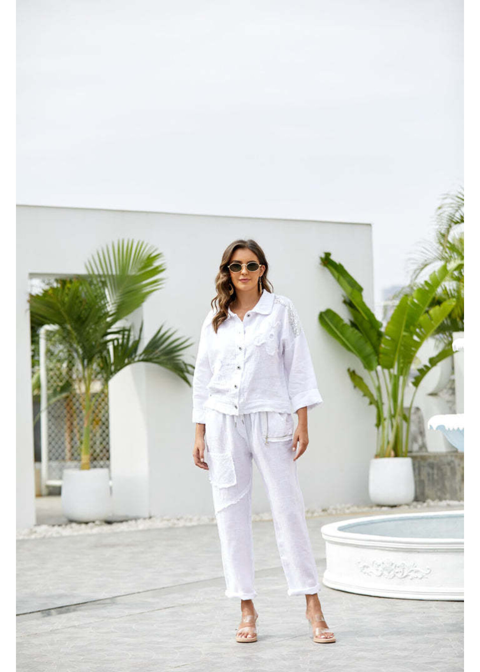 ORANGE FASHION VILLAGE OFV ELEGAN 17619 LINEN PANTS