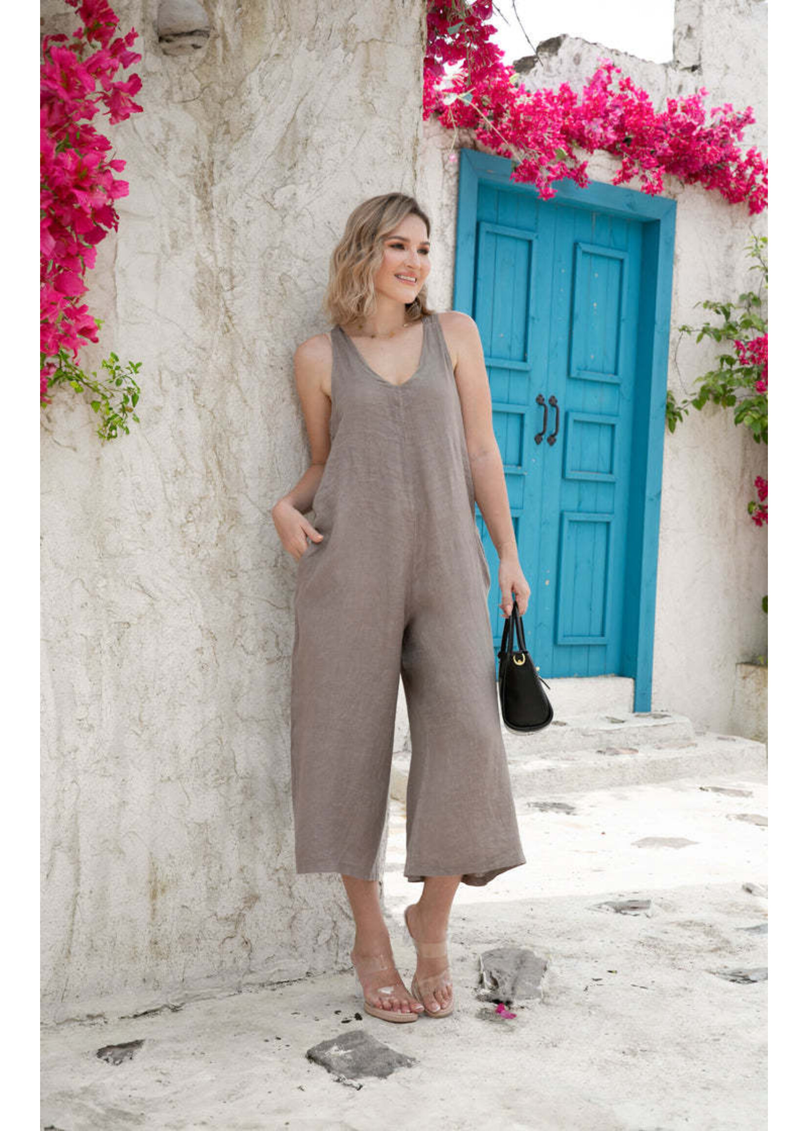 ORANGE FASHION VILLAGE OFV BOHO LINEN JUMPSUIT