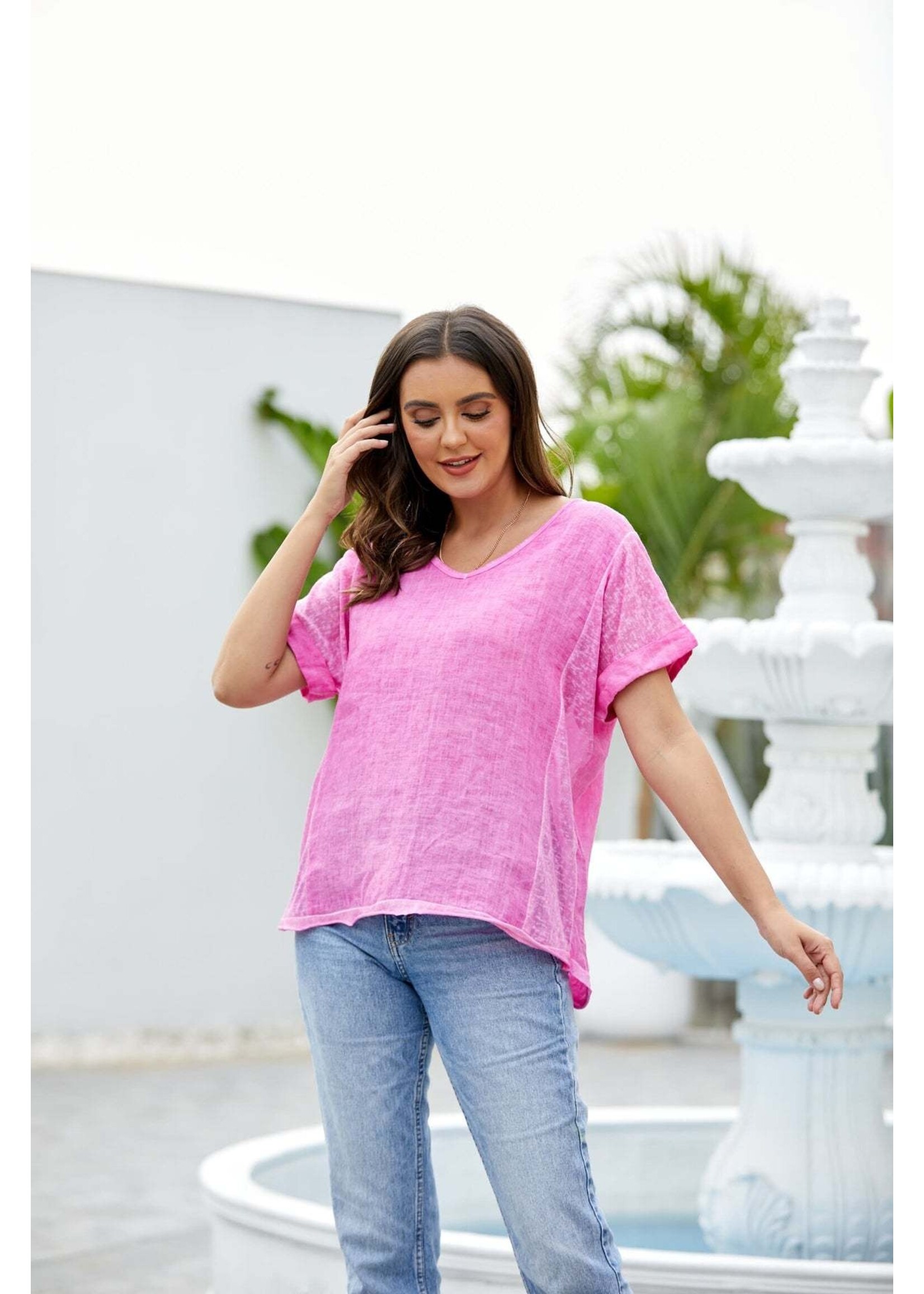 ORANGE FASHION VILLAGE OFV BREEZY LINEN TEE