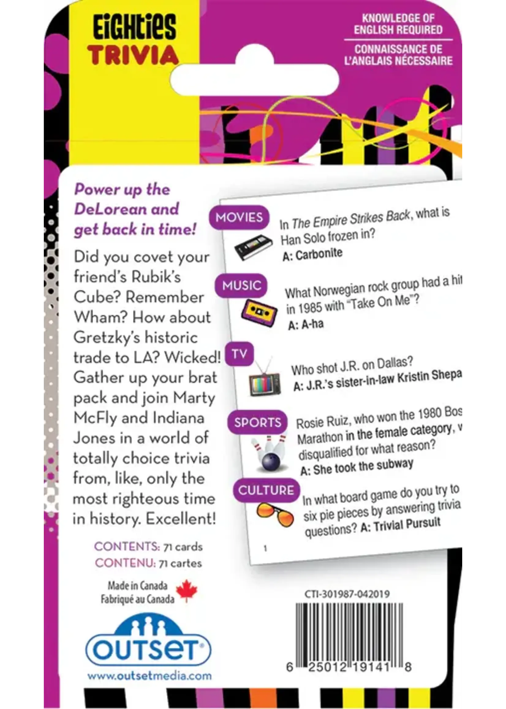 OUT 80'S TRIVIA CARD GAME