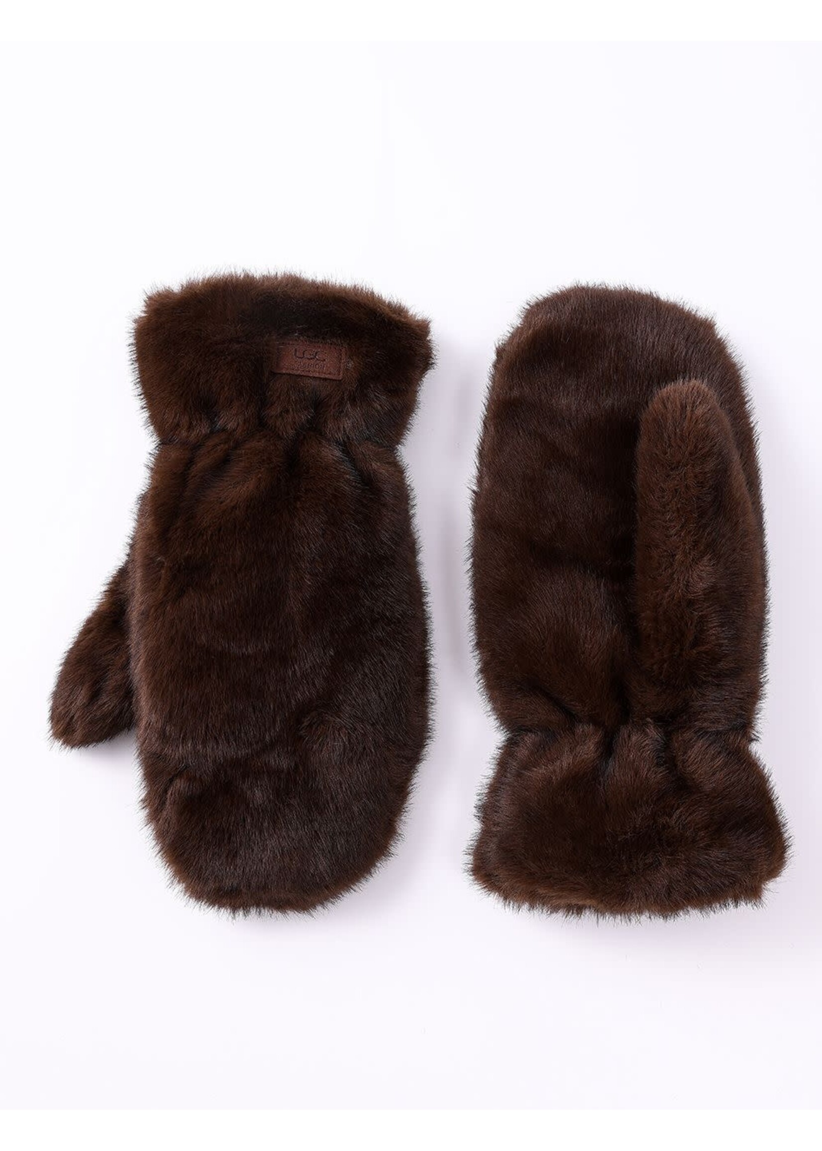 WELLCO WEL FAUX FUR MITTEN - DARK BROWN