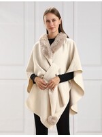 WELLCO WEL FAUX FUR CAPE - CREAM