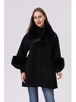 WELLCO WEL FAUX FUR COAT - BLACK