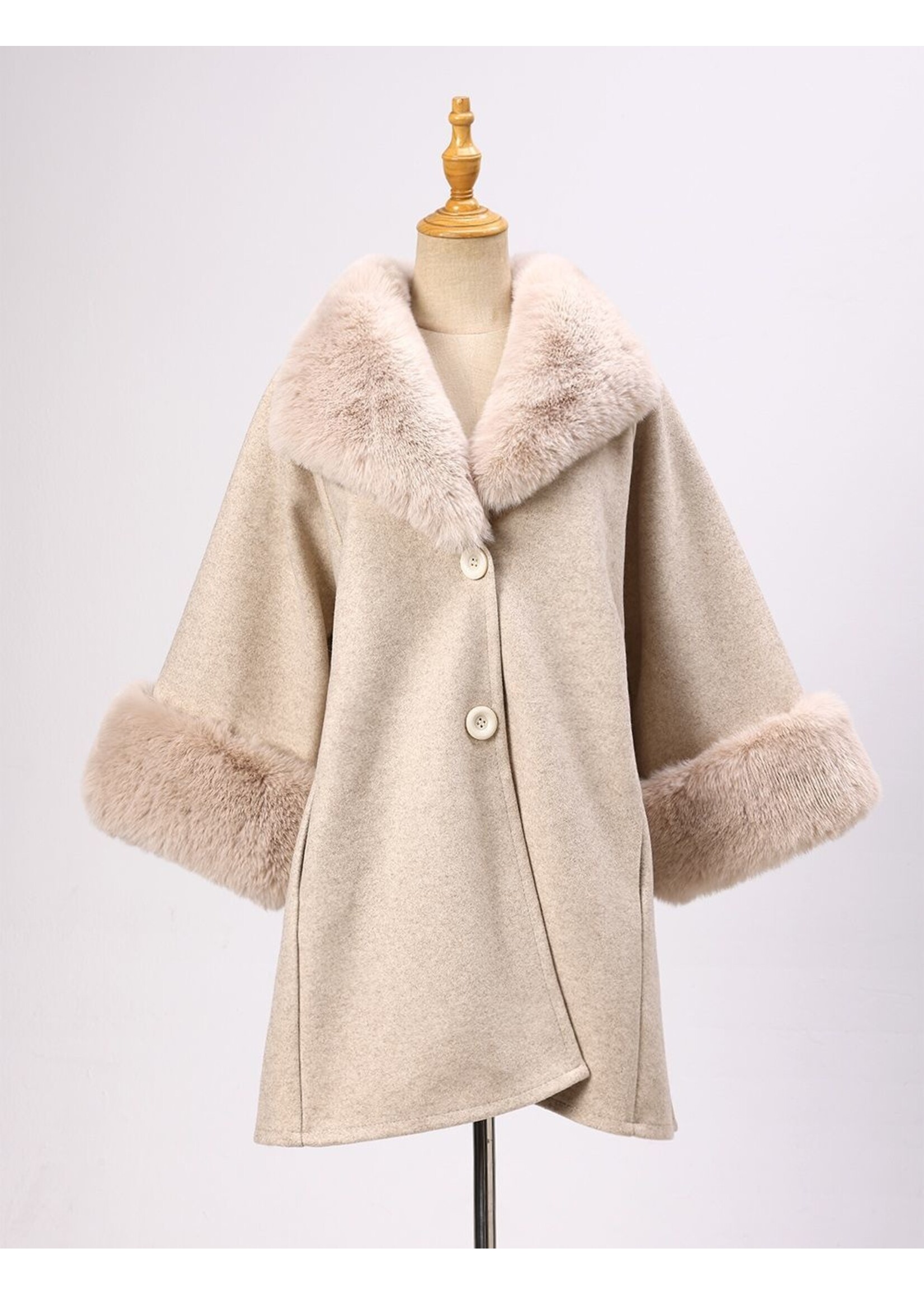 WELLCO WEL FAUX FUR COAT - BEIGE