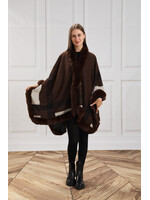 WEL FAUX FUR TRIMMED CAPE BROWN