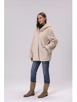 WELLCO WEL TEXTURED FAUX FUR COAT - BEIGE