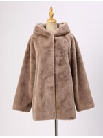 WELLCO WEL TEDDY FAUX FUR COAT - TAUPE