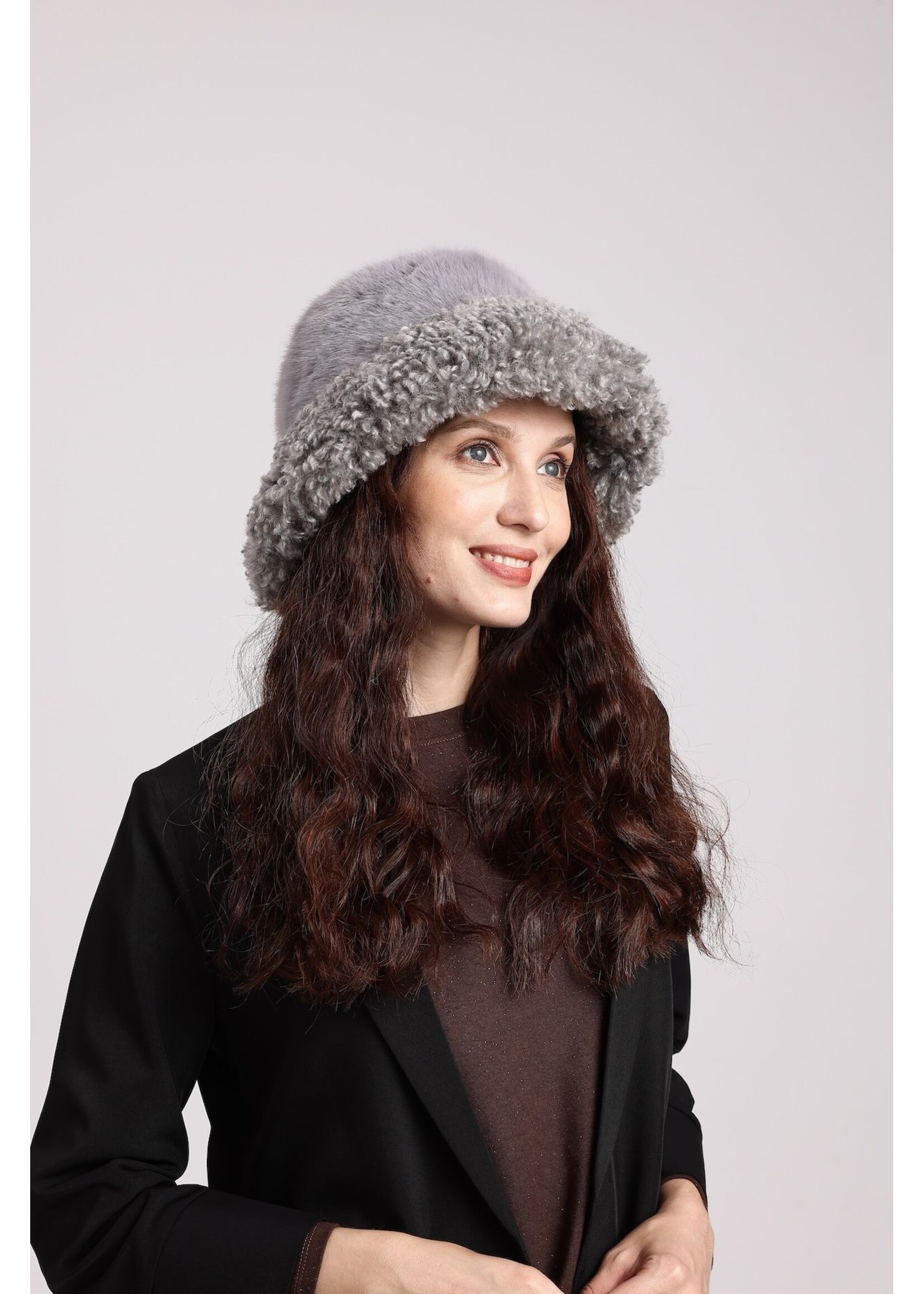 WELLCO WEL FAUX FUR HAT WITH SHERPA TRIM