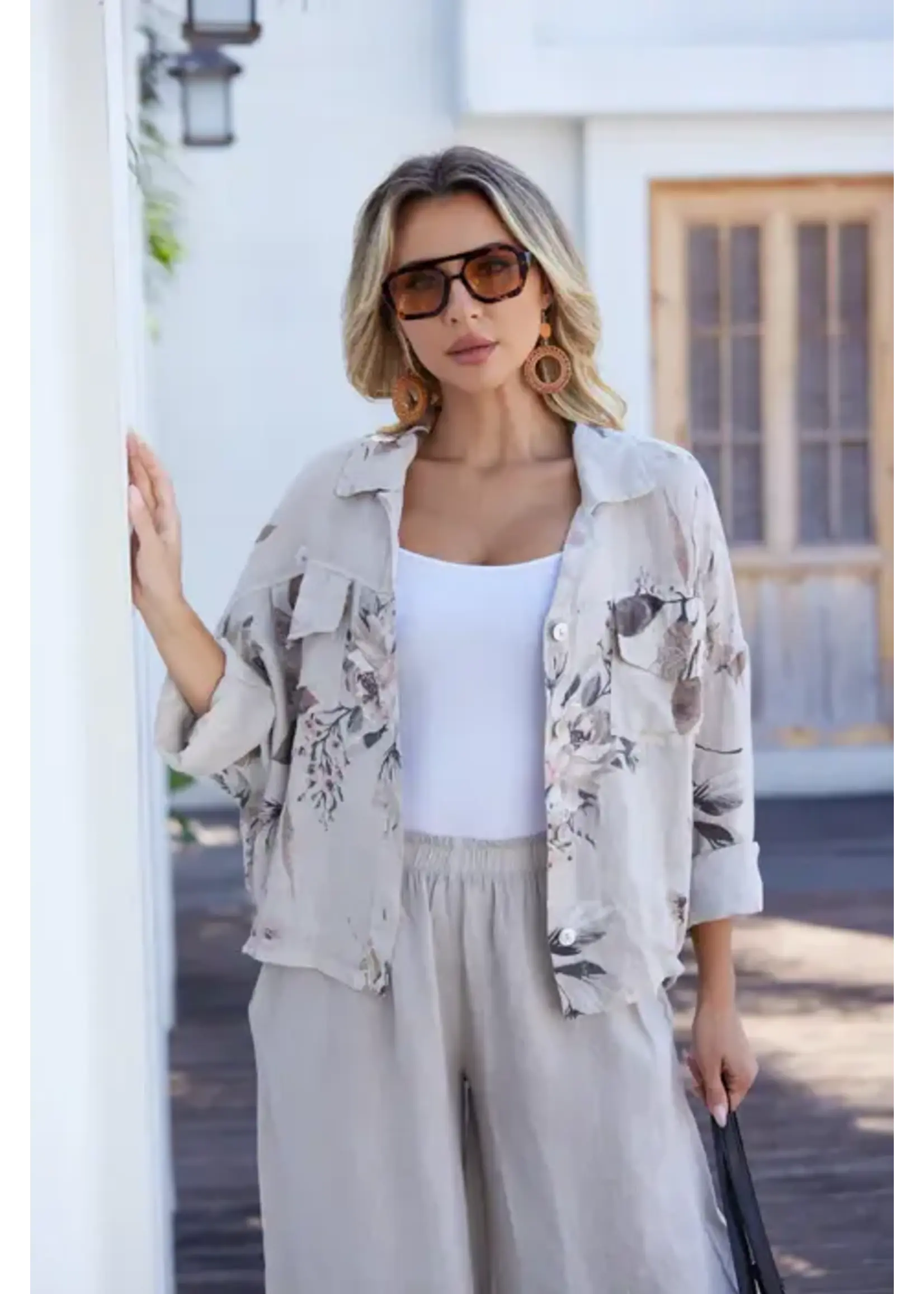 ORANGE FASHION VILLAGE OFV SS26 SEPIA LEAVES JACKET