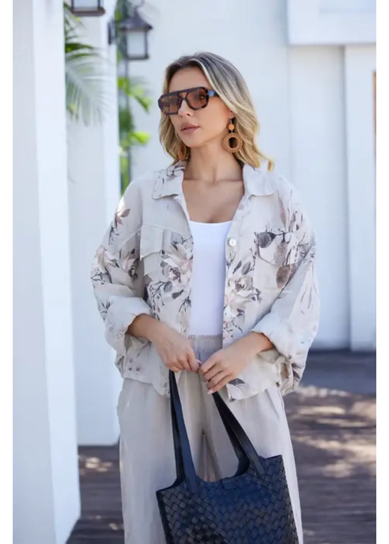 ORANGE FASHION VILLAGE OFV SS26 SEPIA LEAVES JACKET