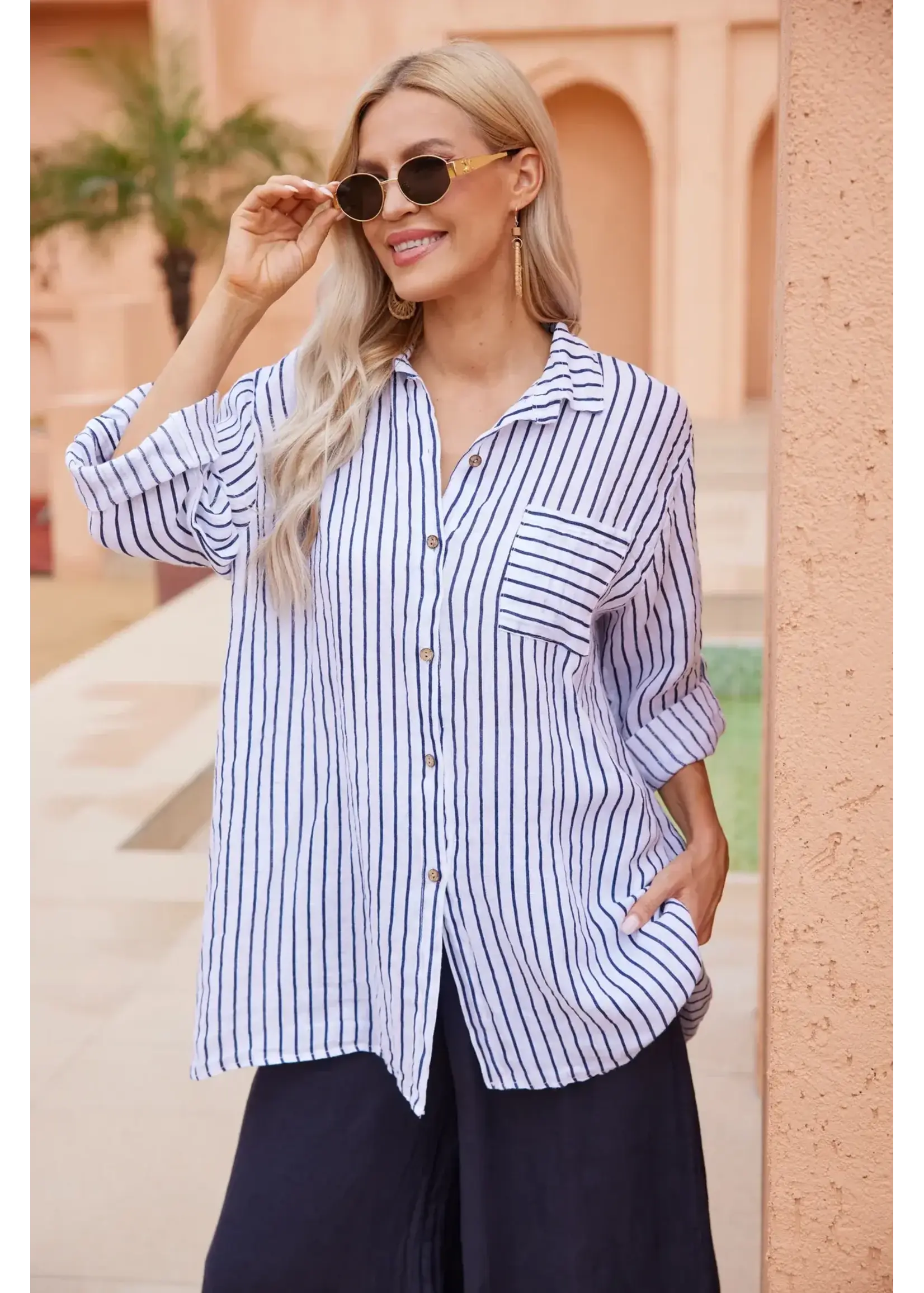 ORANGE FASHION VILLAGE OFV SS26 STRIPE DRESS SHIRT