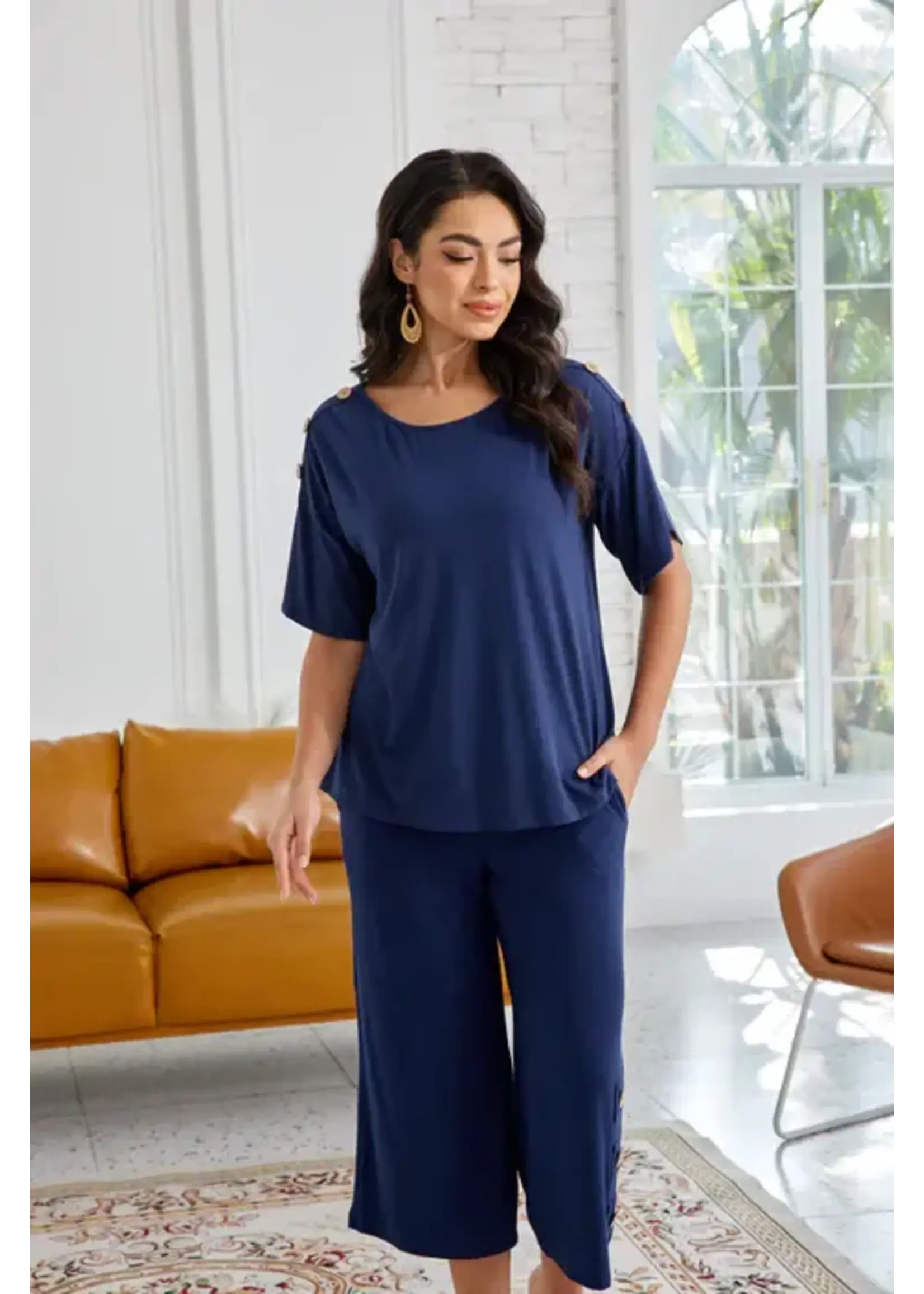 ORANGE FASHION VILLAGE OFV SS26 BAMBOO BUTTON SHOULDER TOP