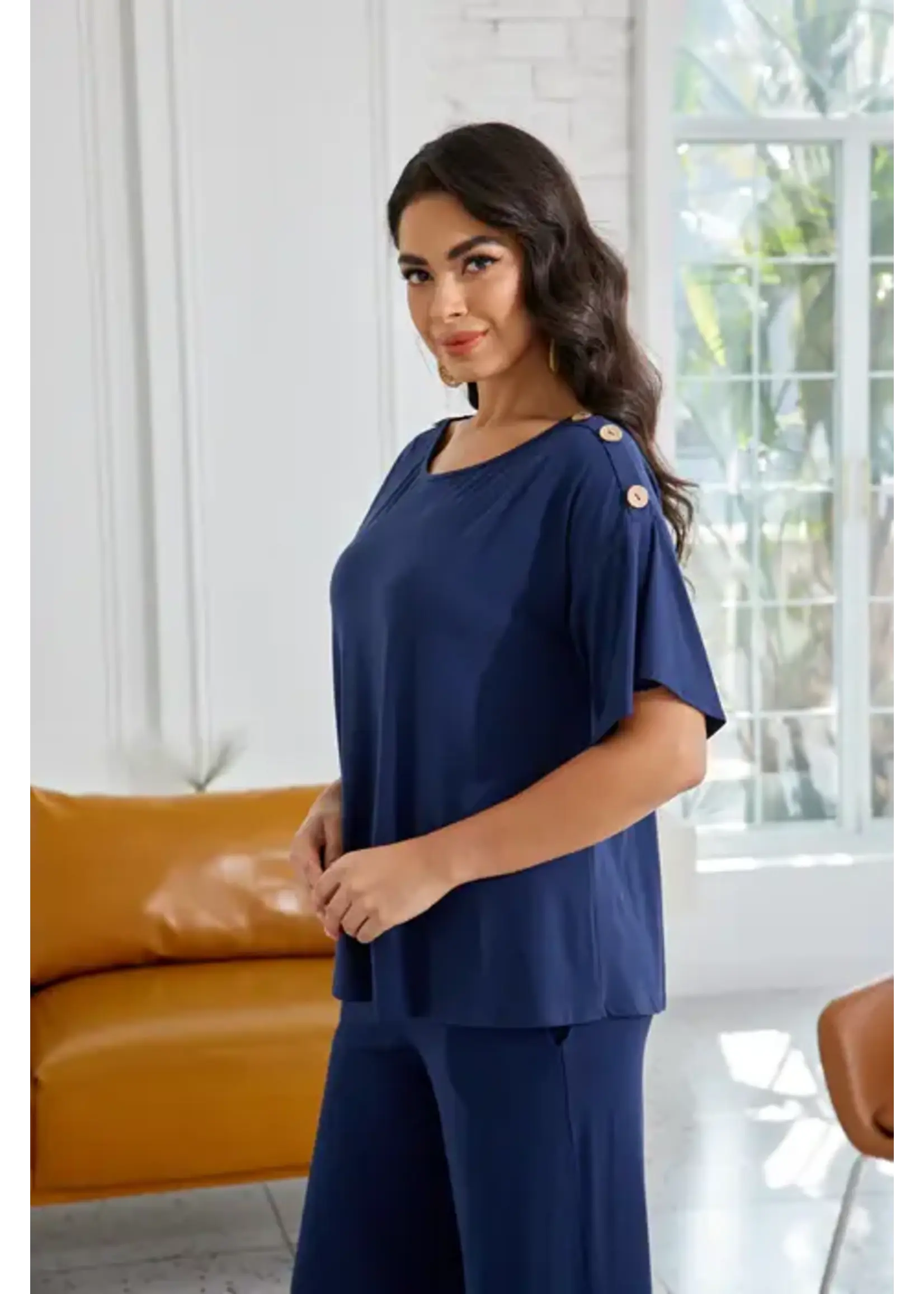 ORANGE FASHION VILLAGE OFV SS26 BAMBOO BUTTON SHOULDER TOP