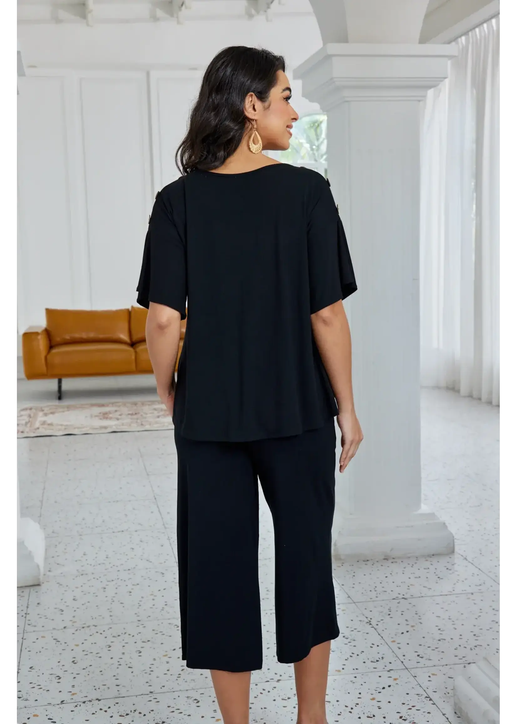 ORANGE FASHION VILLAGE OFV SS26 BAMBOO BUTTON SHOULDER TOP