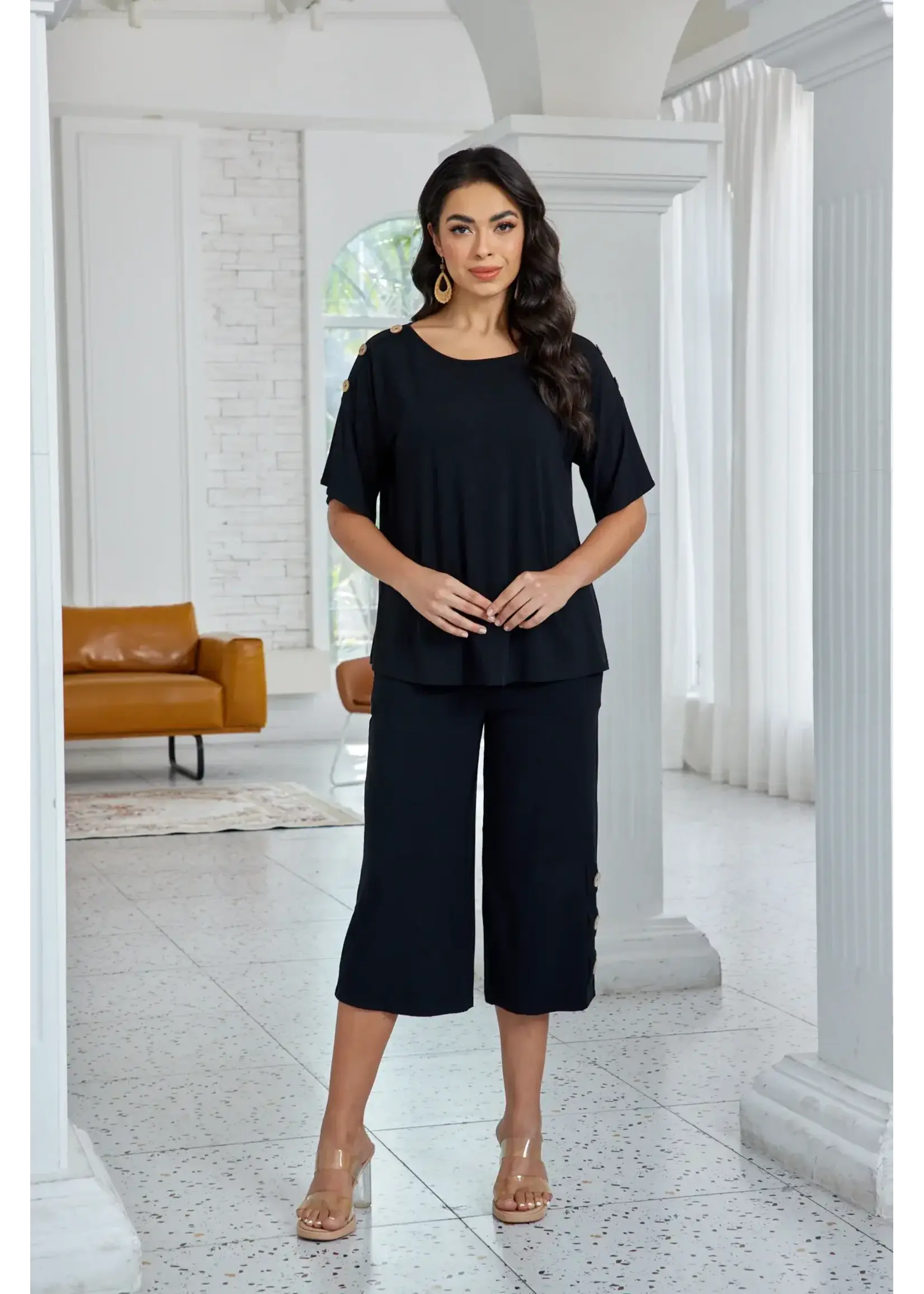 ORANGE FASHION VILLAGE OFV SS26 BAMBOO BUTTON SHOULDER TOP