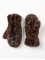 WELLCO WEL FAUX FUR MITTEN -  LEOPARD DARK BROWN