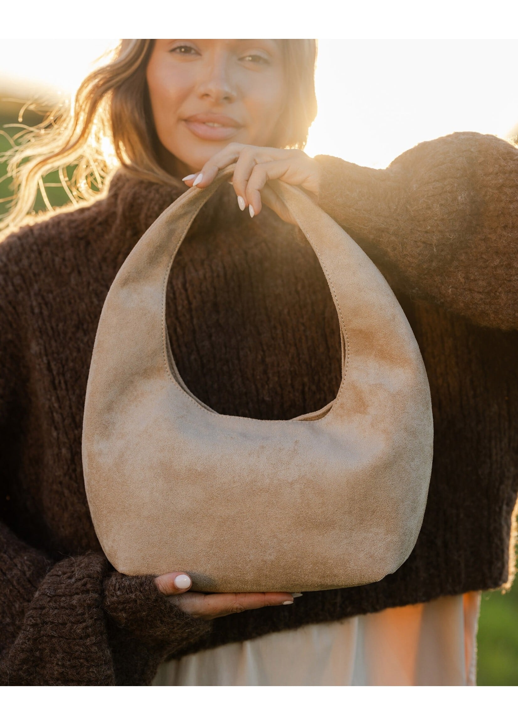 Mini Monaco Shoulder Bag - Suede Blonde