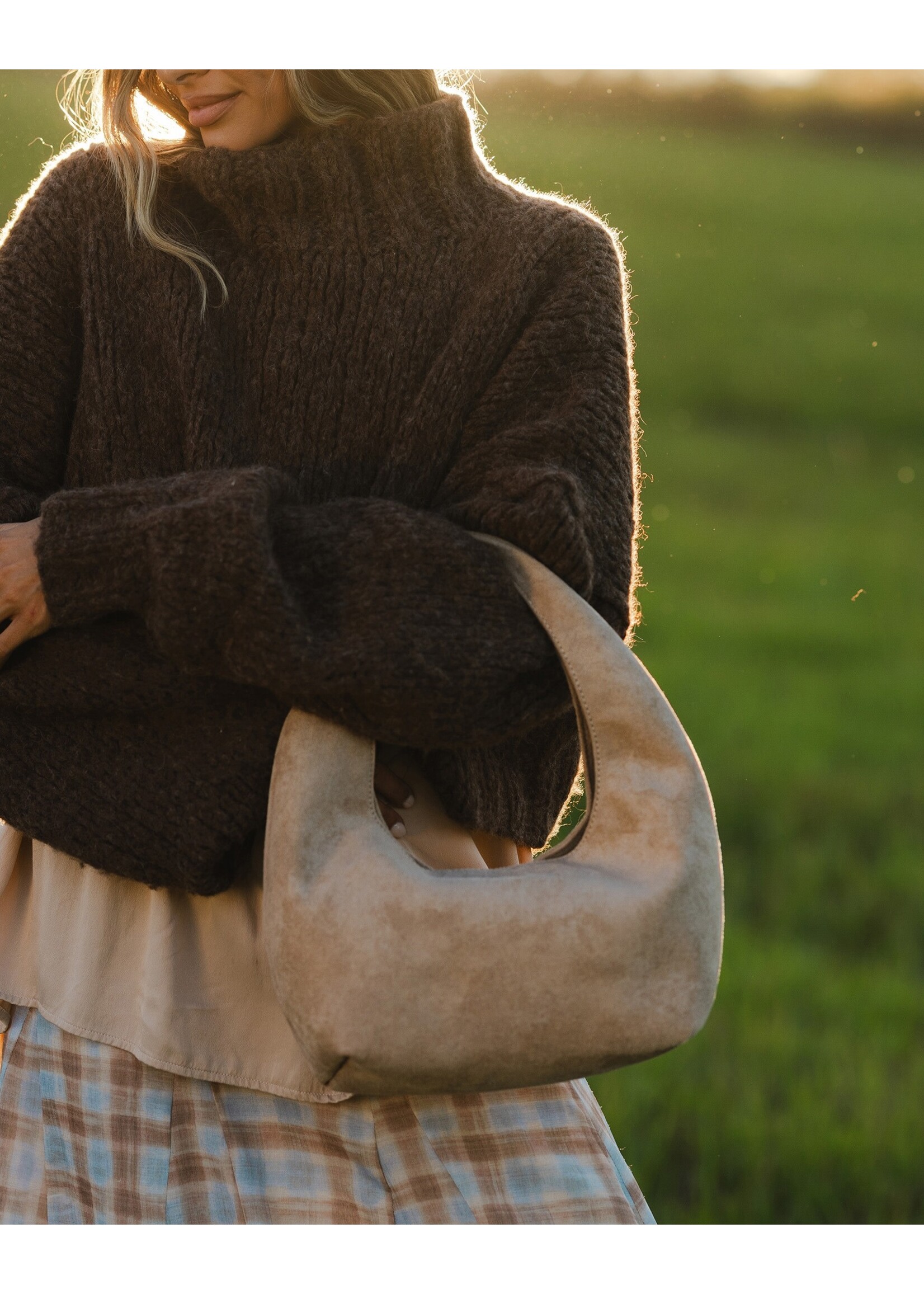 Mini Monaco Shoulder Bag - Suede Blonde