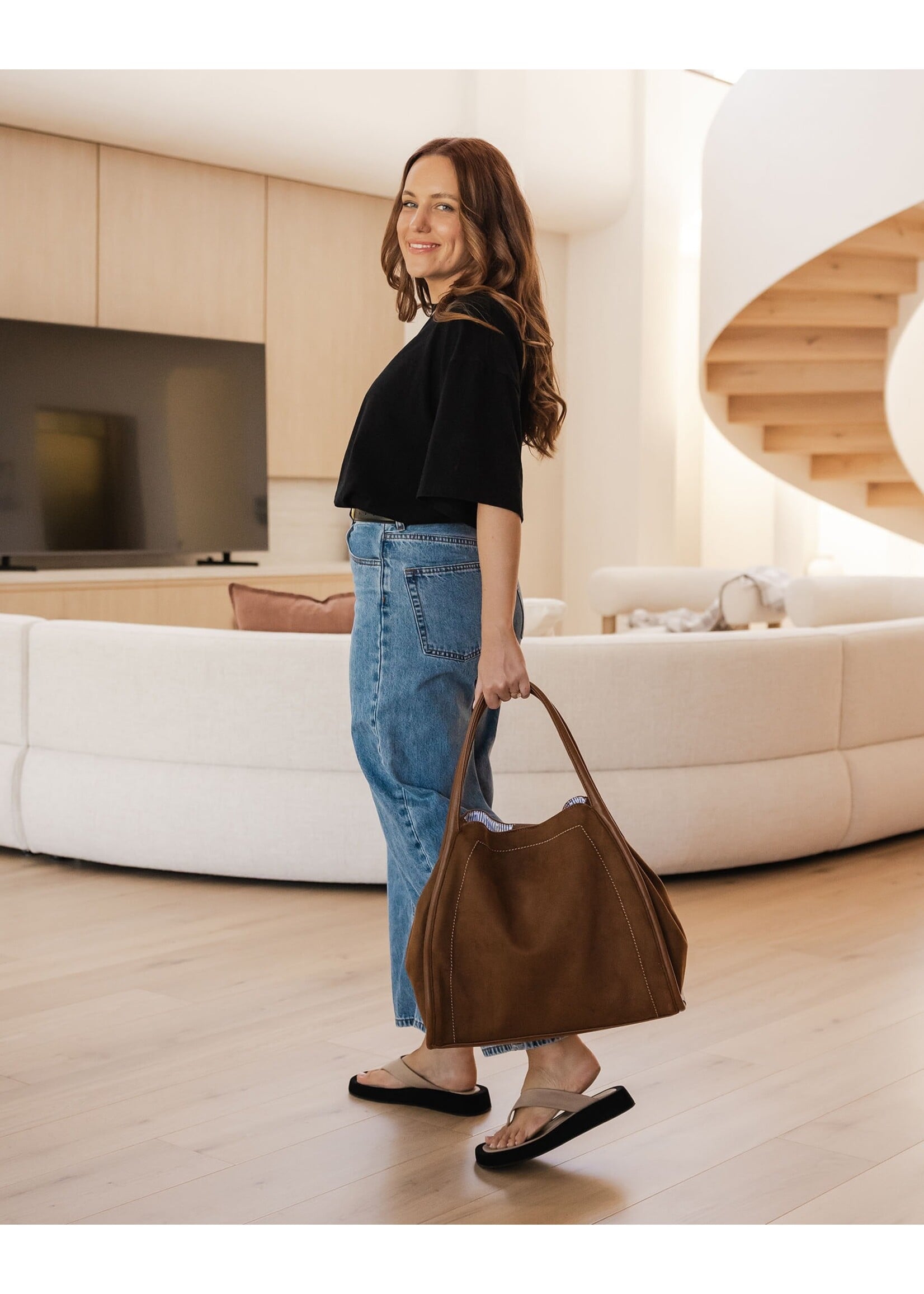 Sutton Shoulder Bag - Suede Tan