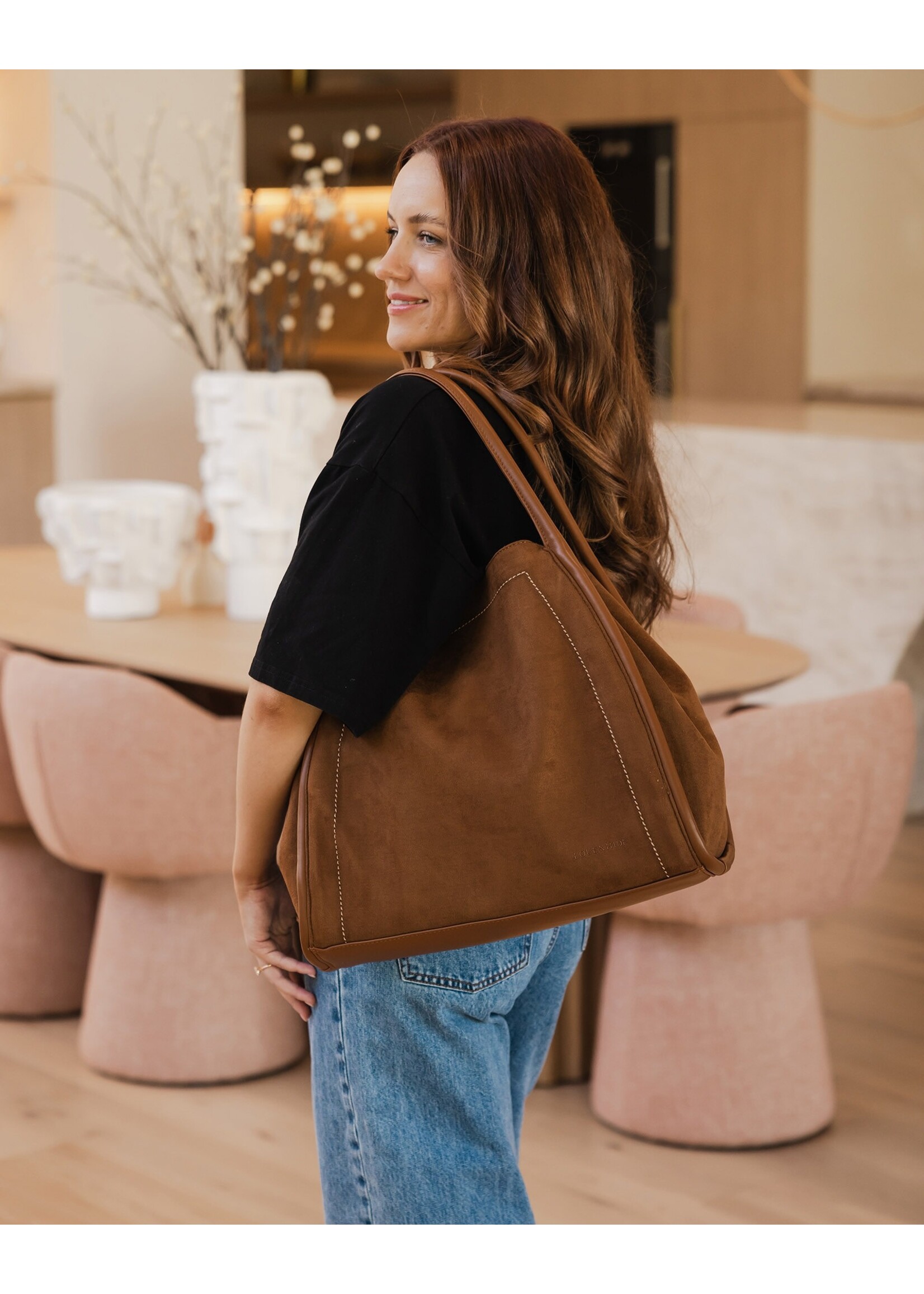 Sutton Shoulder Bag - Suede Tan