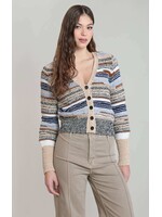 DEX DEX Melange Striped Cardigan