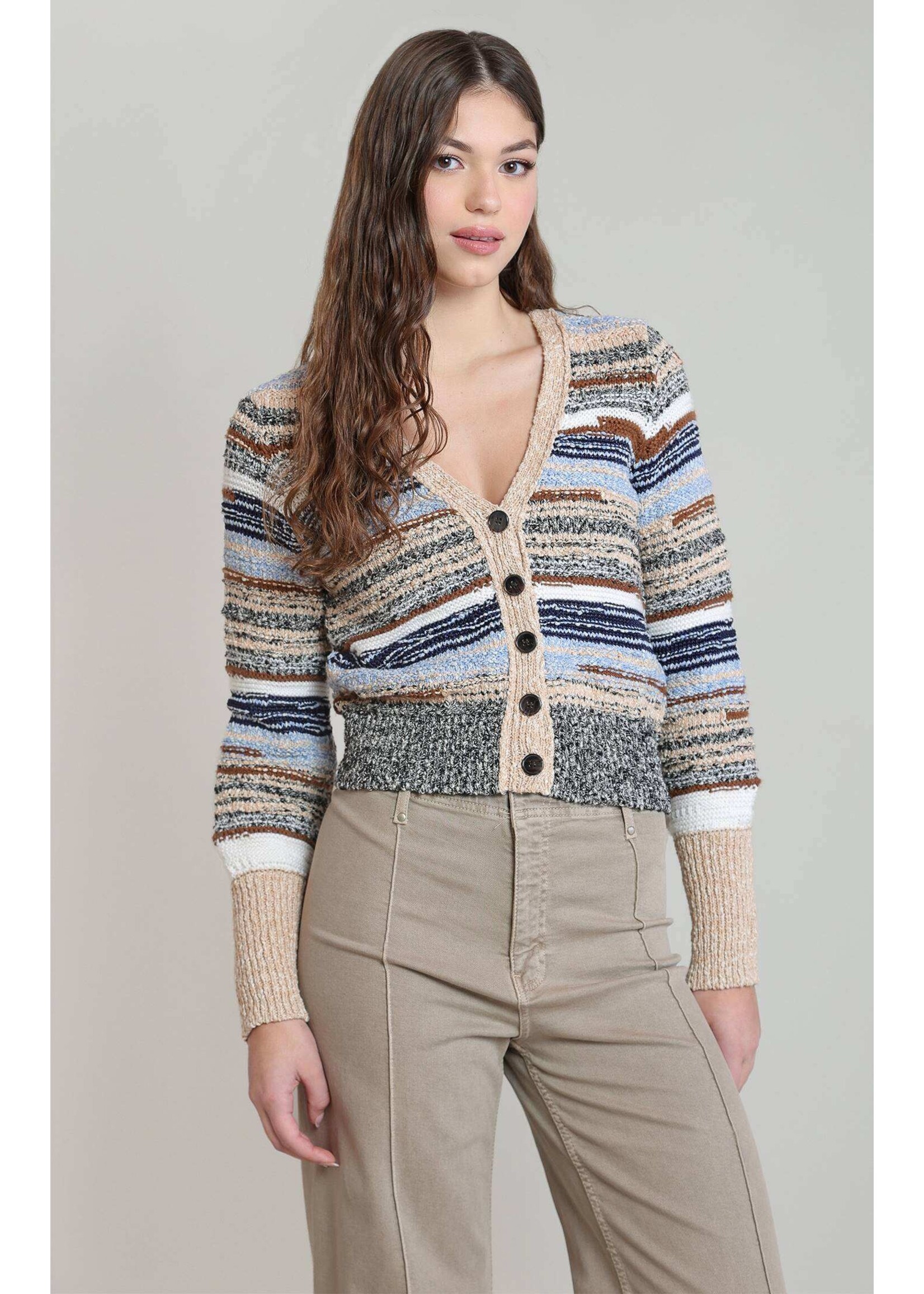 DEX DEX Melange Striped Cardigan