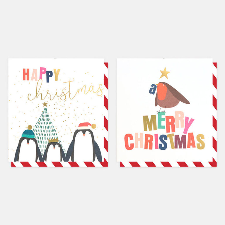 CAROLINE GARDNER Caroline Gardner Christmas Cards Penguins & Robin Charity Pack
