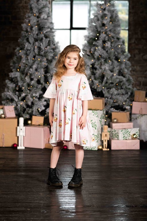 ROCK YOUR BABY Rock Your Baby Pink Santa Goldie Dress