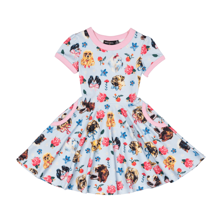 ROCK YOUR BABY ROCK YOUR BABY PUPS SS RINGER WAISTED DRESS